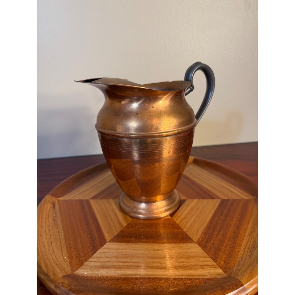 Vintage WM Mounts Copper Pitcher with Ice Lip EP on Copper Urn Style Creamer